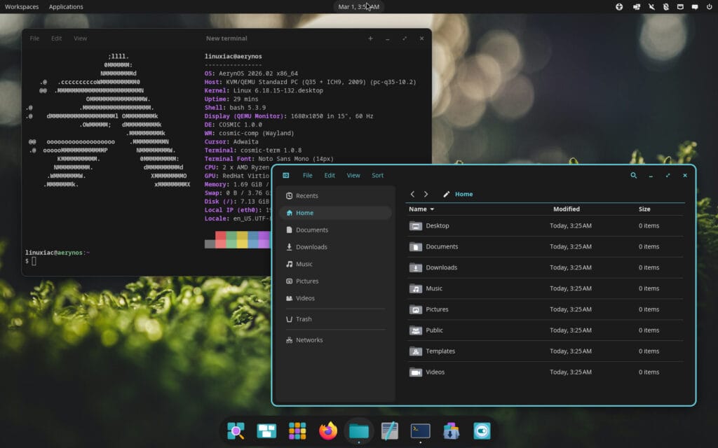 COSMIC Desktop on AerynOS