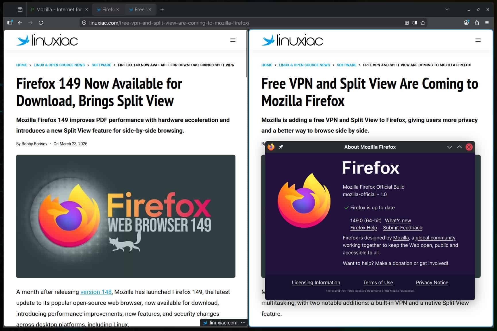Firefox 149 Now Available for Download, Brings Split View