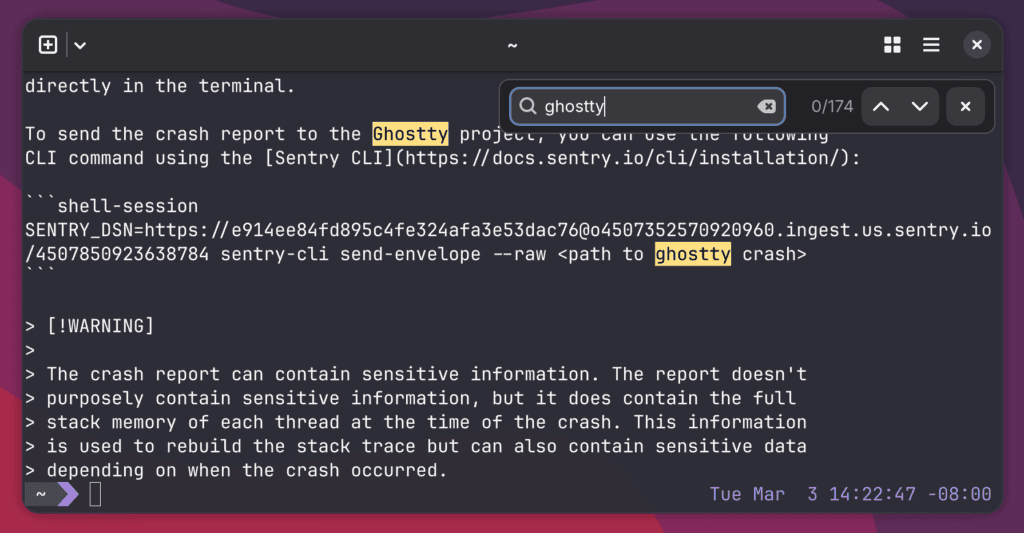 You can now search your terminal scrollback.