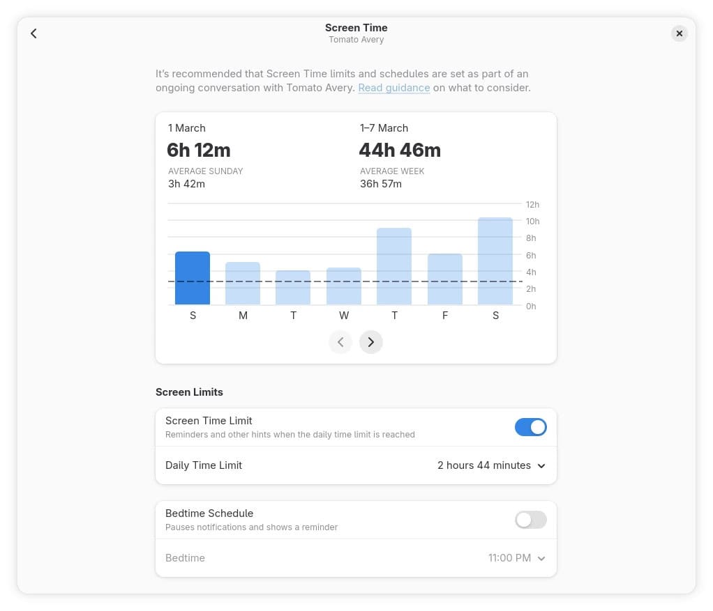 В GNOME 50, вперше, батьки можуть контролювати час на екрані та встановлювати обмеження для дитячих акаунтів.