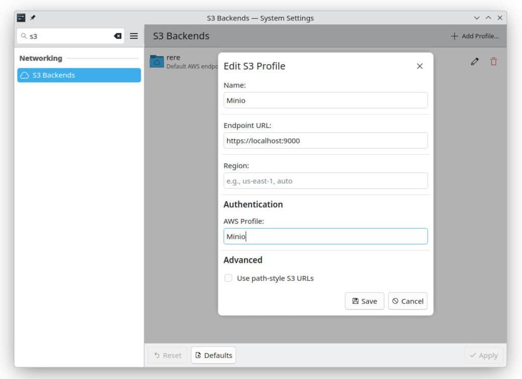 KDE's KIO S3 brings native support for Amazon S3 and S3-compatible object storage to KDE applications.
