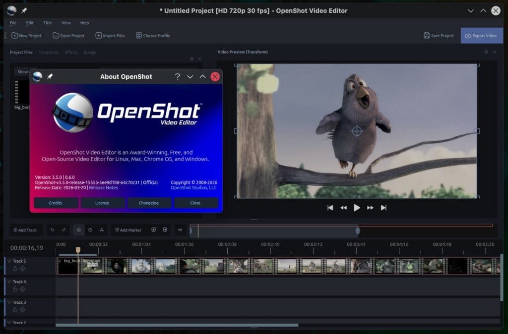 OpenShot 3.5 Open-Source Video Editor