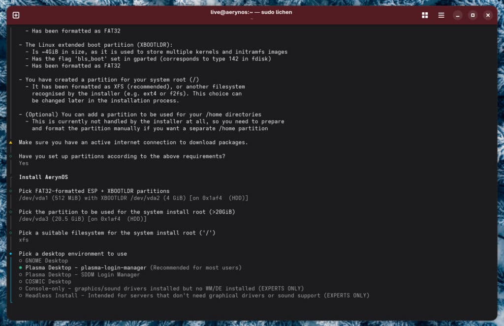 KDE Plasma is now the recommended desktop in the AerynOS installer.