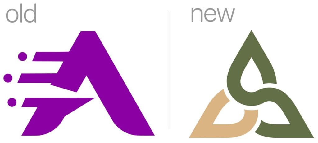 Старий і новий логотип AerynOS