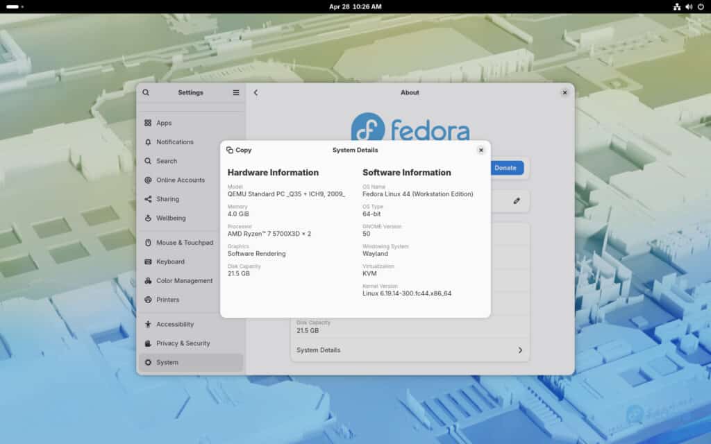 Fedora Linux 44 Workstation