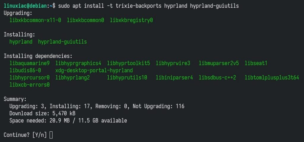 Встановлення Hyprland на Debian 13 (Trixie)