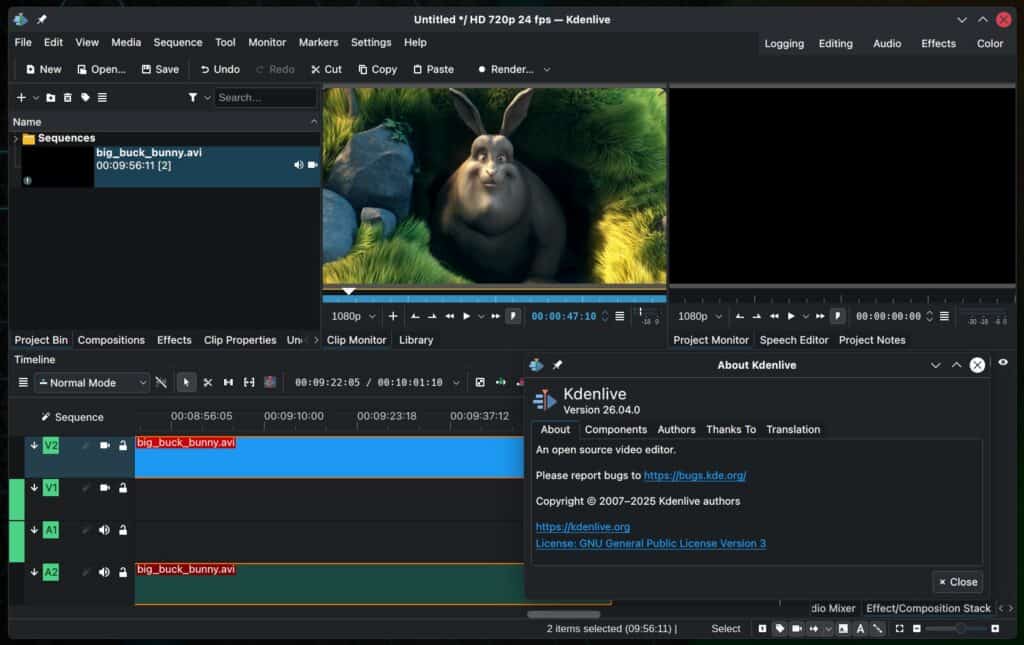 Kdenlive 26.04 Open-Source Video Editor.