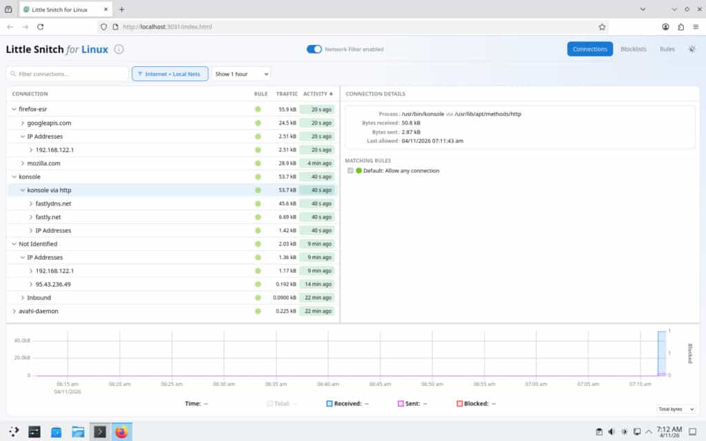 Little Snitch running on Linux.