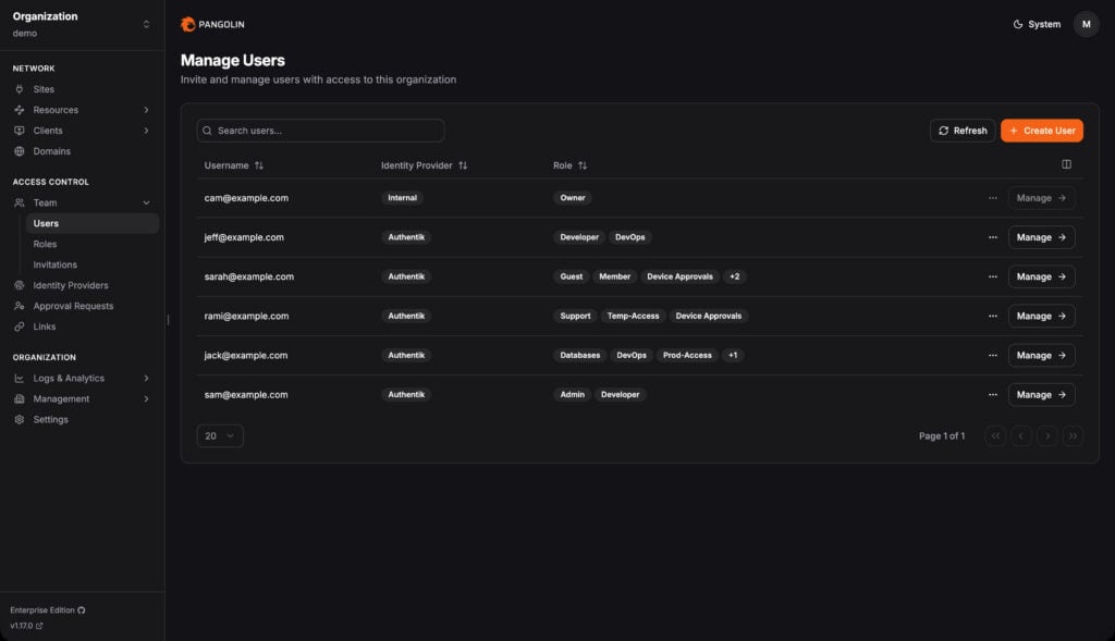 Pangolin 1.17 now allows multiple roles per user to be added.