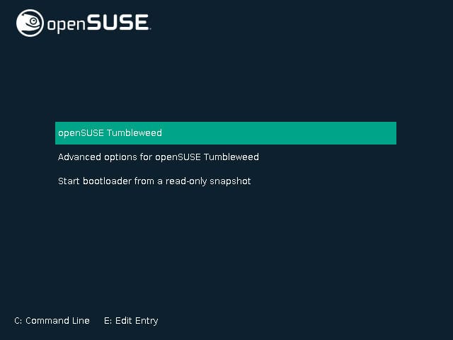 openSUSE Tumbleweed GRUB bootloader.