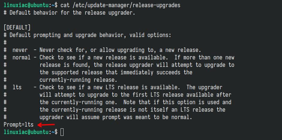 Change the prompt to “lts” in the release-upgrades file (if needed).
