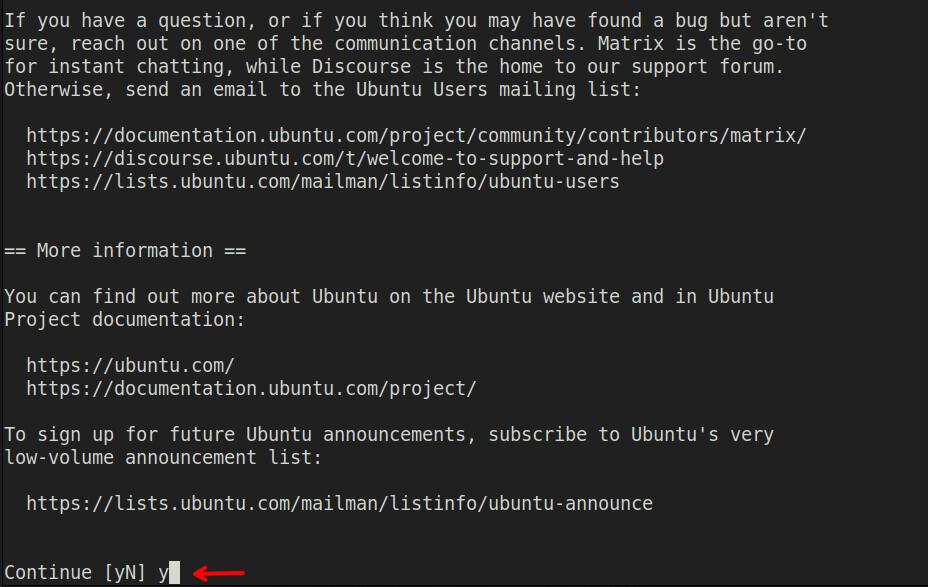 Confirm the start of the package downloads.