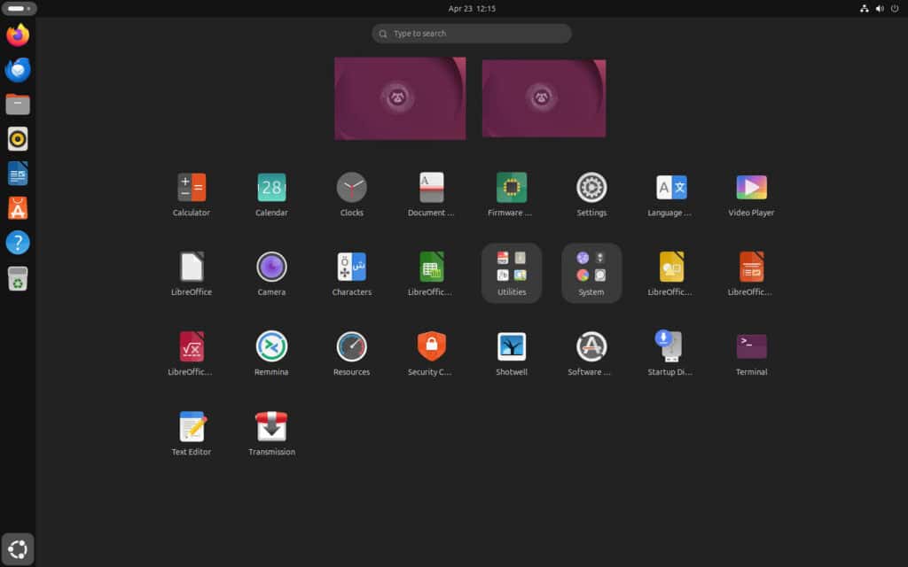 Ubuntu 26.04 LTS installed with the Expanded Selection option.