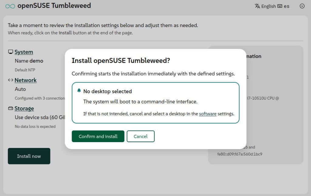 openSUSE Agama Installer 21