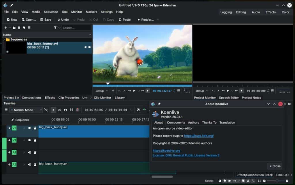Kdenlive 26.04.1 Open-Source Video Editor