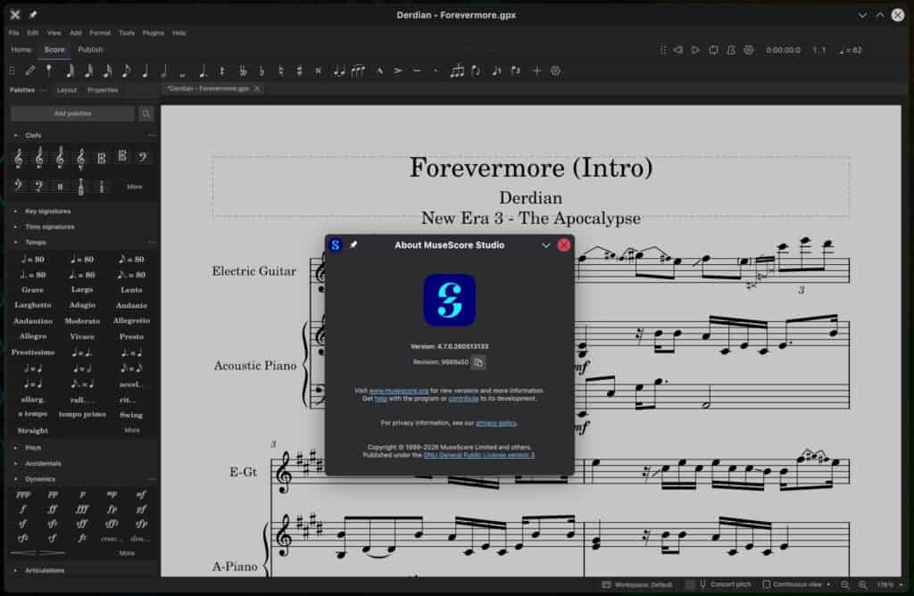 MuseScore Studio 4.7 notation software.