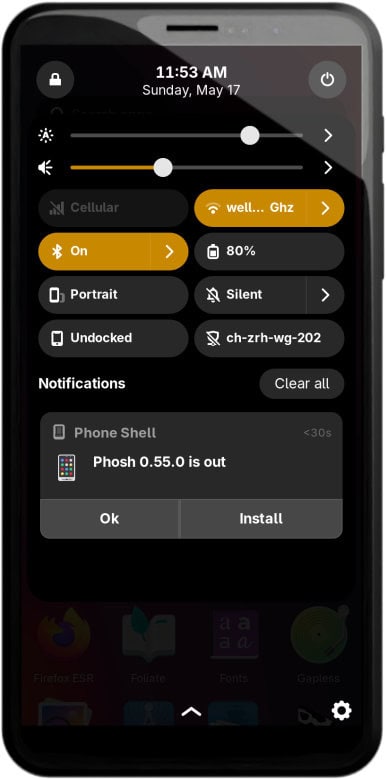Phosh 0.55 GNOME-Based Mobile Shell