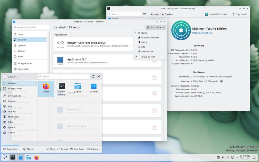 KDE Plasma 6.7 Beta Desktop Environment