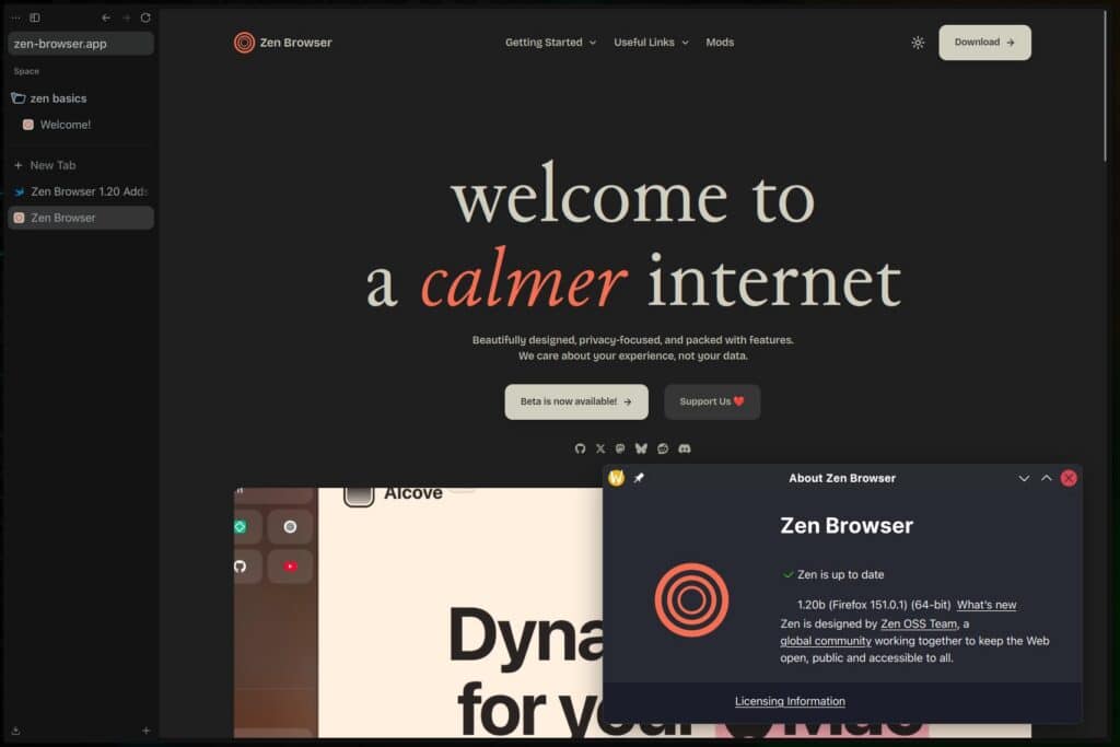 Zen Browser 1.20