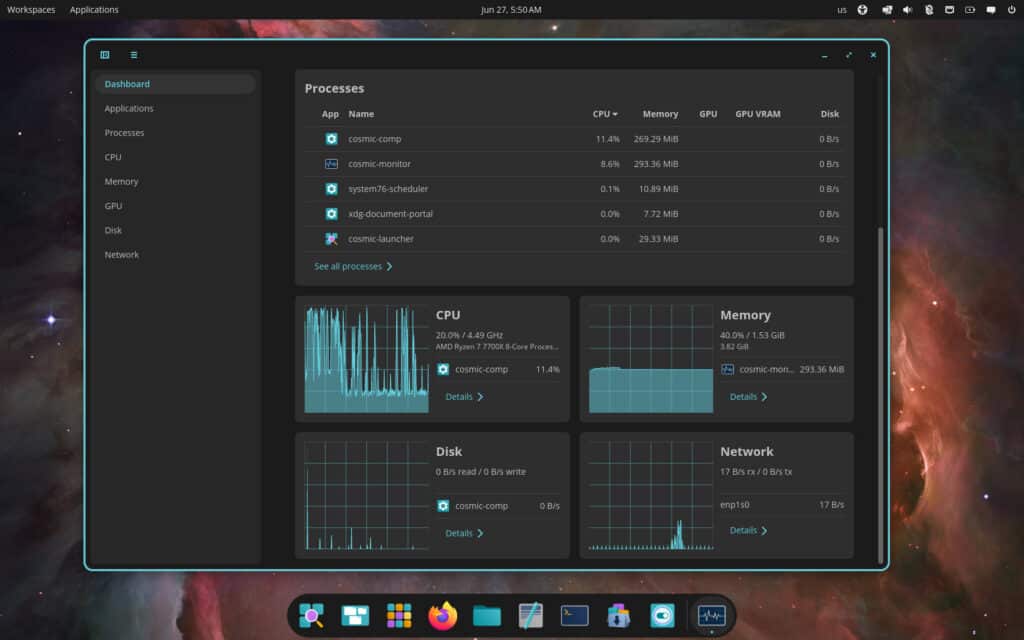COSMIC System Monitor