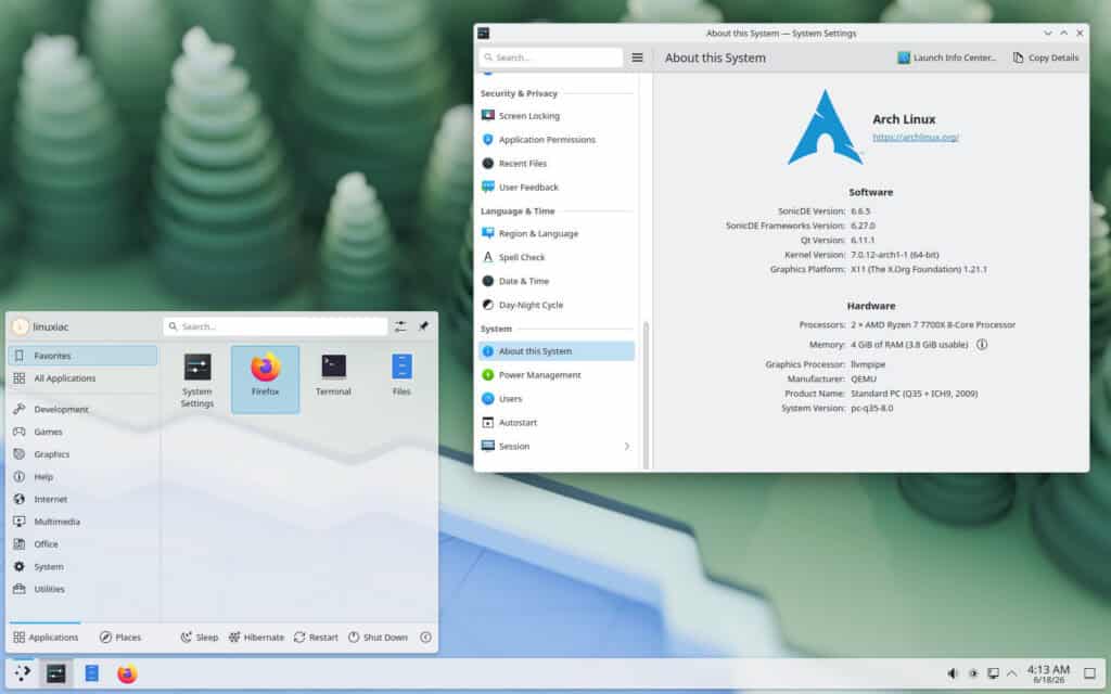 SonicDE on Arch Linux