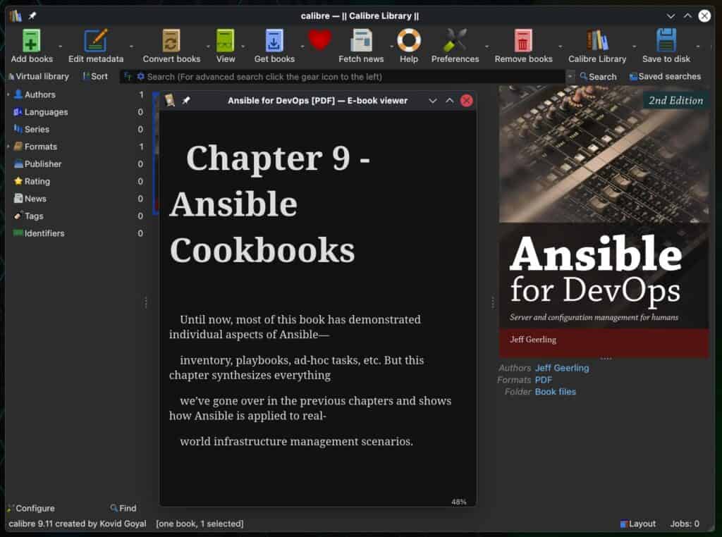 Calibre 9.11 E-Book Manager