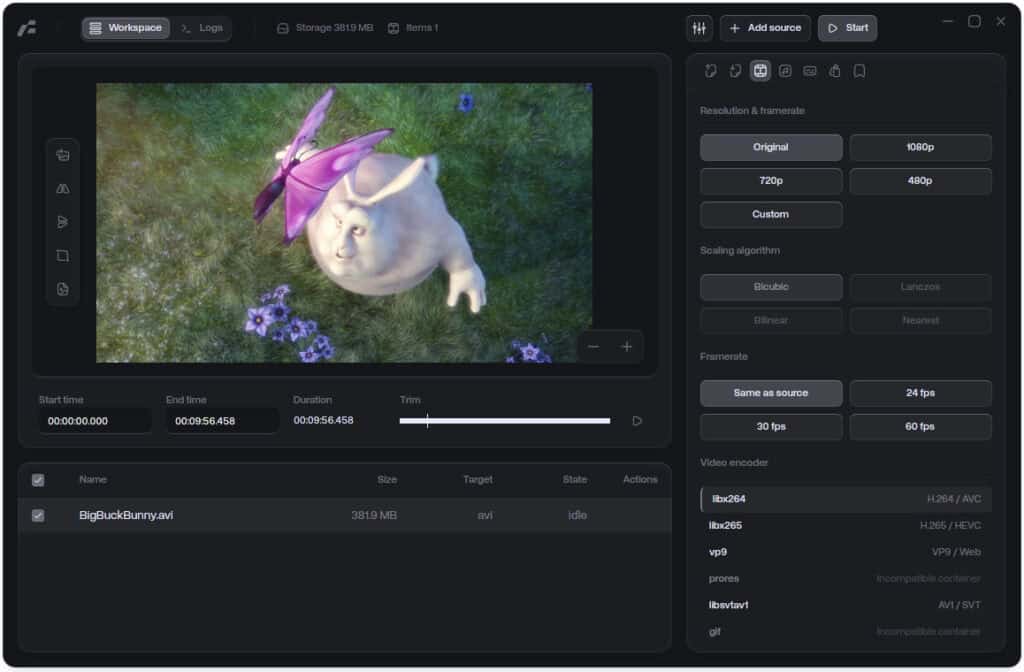 Frame is a native media conversion utility built in Rust, providing a GUI for FFmpeg operations.