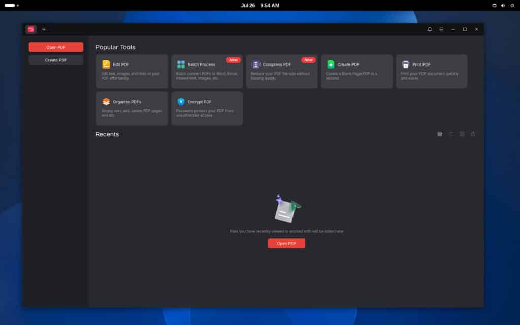 JOPDF running on Arch Linux.