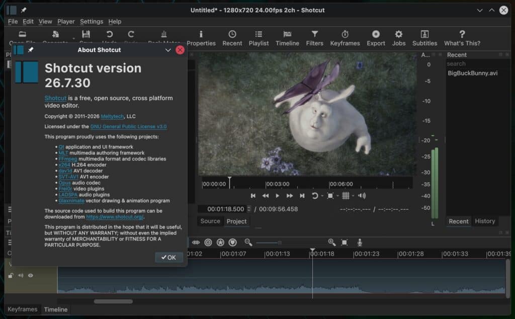 Shotcut 26.7 Open-Source Video Editor
