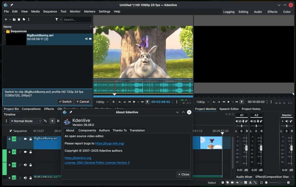 Kdenlive 26.08 Open-Source Video Editor