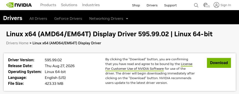NVIDIA Linux display driver 595.99 is now available for download.