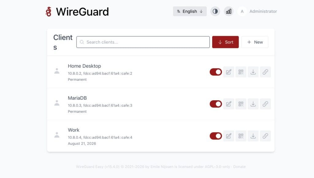 WireGuard Easy 15.4