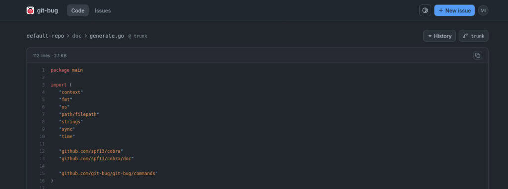 The web UI now doubles as a code browser for the repository it serves.