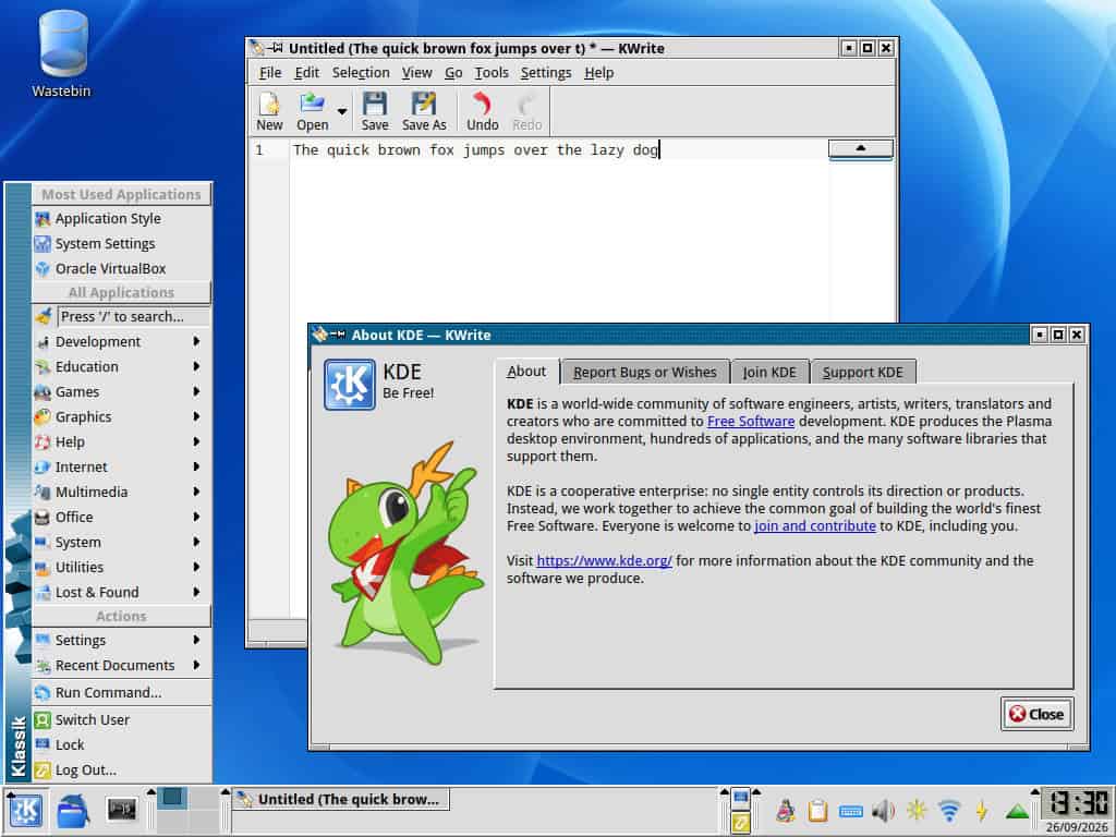 Klassic is a modern recreation of the classic KDE 3 desktop experience for KDE Plasma 6.