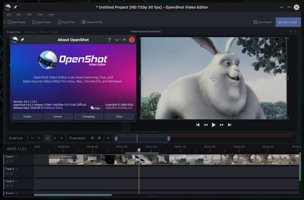 OpenShot 4.0.1 Open-Source Video Editor