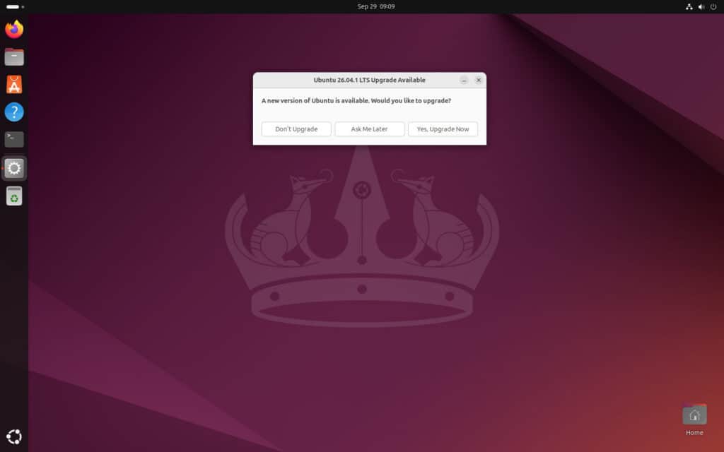 Ubuntu 24.04 LTS users can now upgrade to Ubuntu 26.04.1 LTS.
