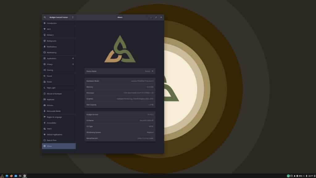 Budgie Desktop 10.10.3 on aerynOS.