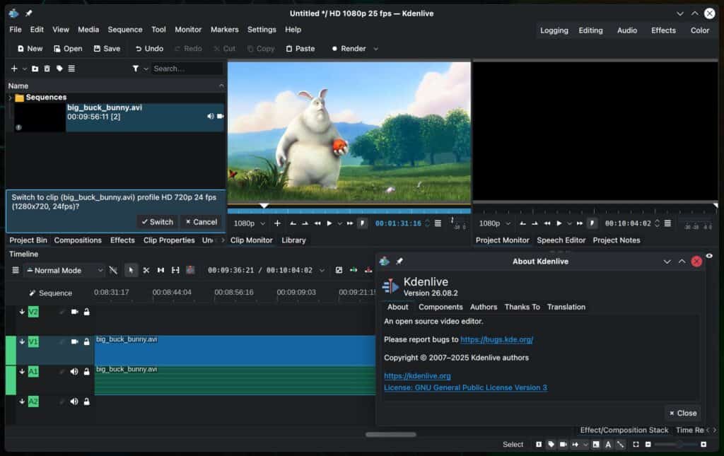 Kdenlive 26.08.2 Open-Source Video Editor