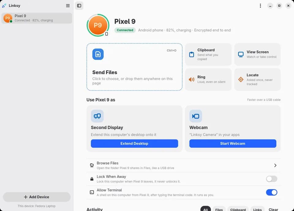 Linksy combines file sharing, remote desktop, and device sync.