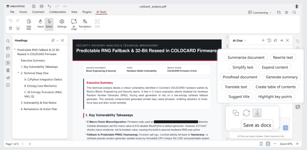 AI in the PDF editor