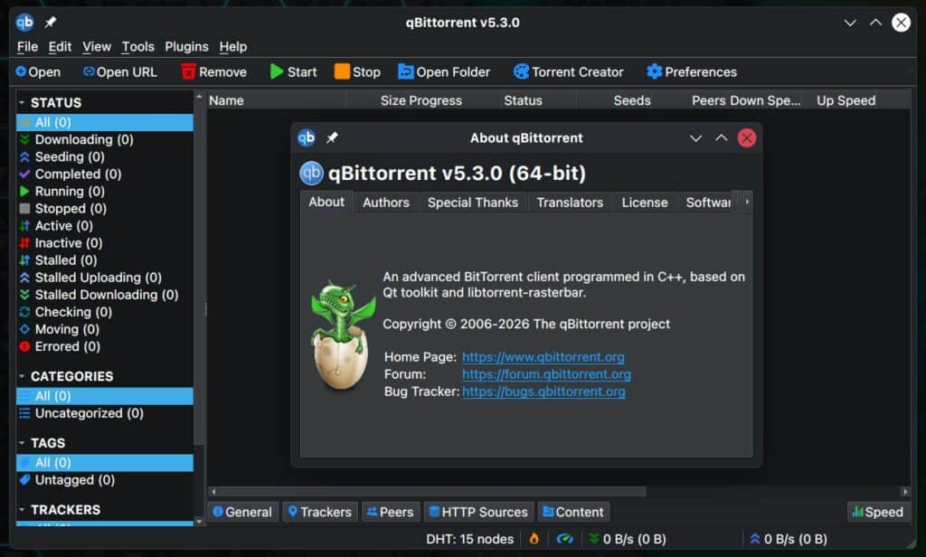 qBittorrent 5.3 BitTorrent client
