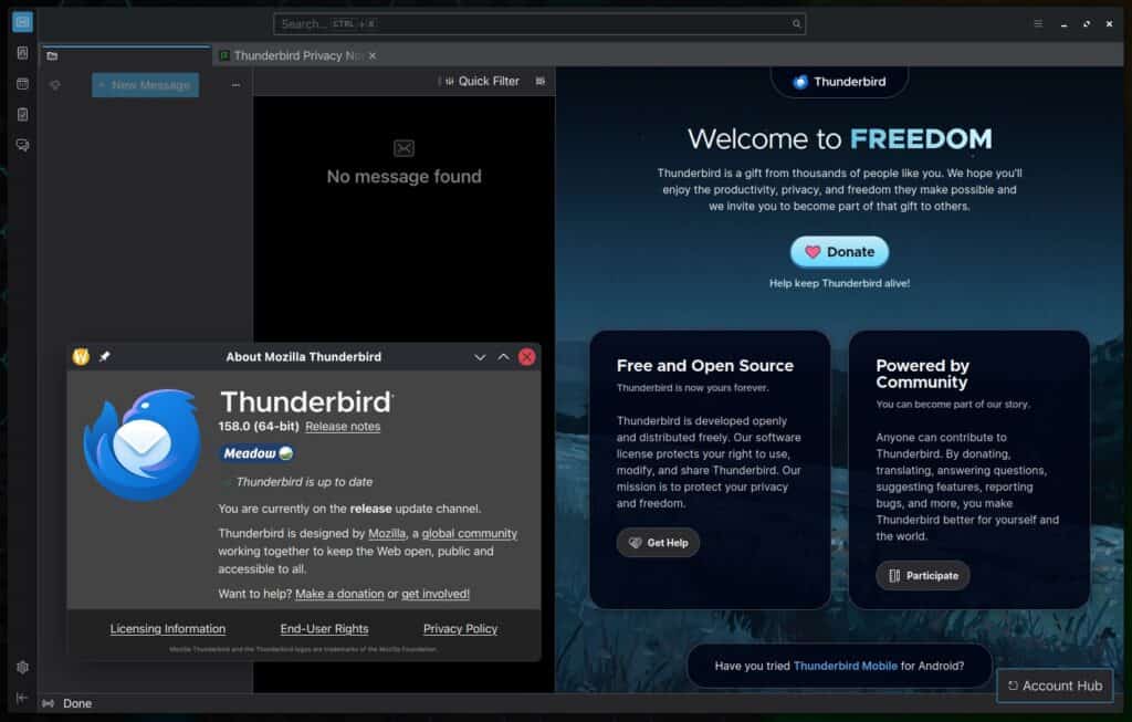 Mozilla Thunderbird 158