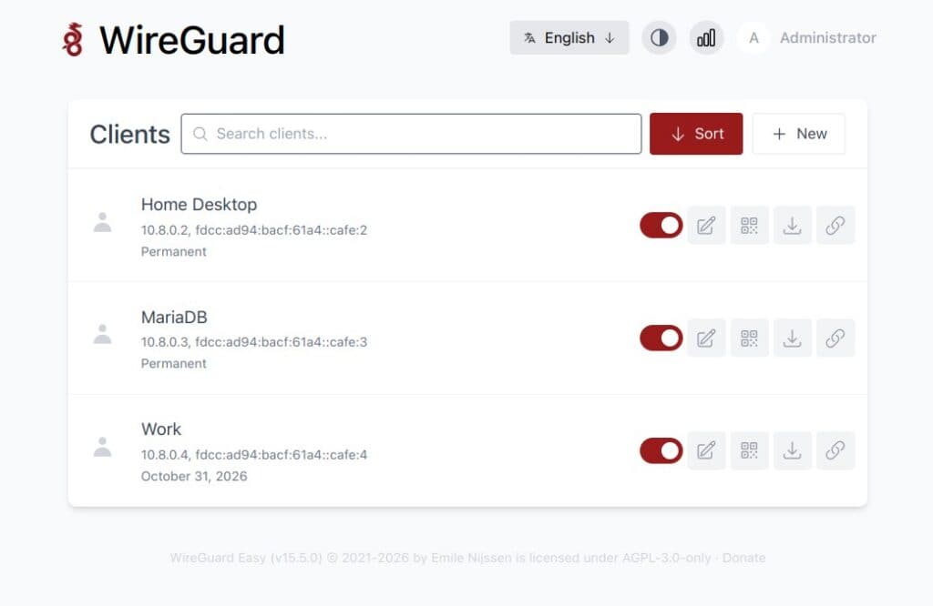 WireGuard Easy 15.5