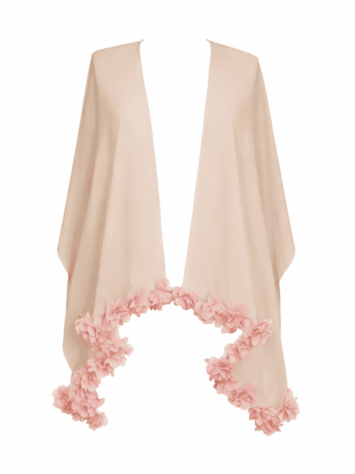 Bella Nude Kids Cover Up With Pink Chiffon Flowers Details