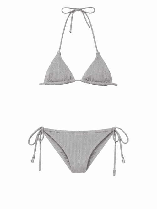 Hera Grey Kids Bikini With Silver Stripes Details