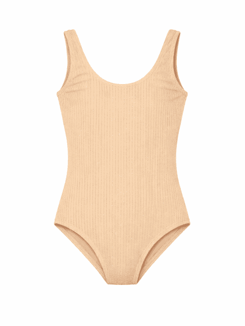 Hera Nude Kids Swimsuit With Silver Stripes Details