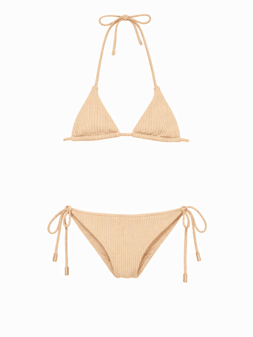 Hera Nude Kids Bikini With Silver Stripes Details