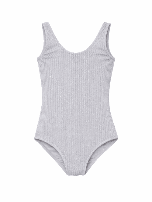 Hera Grey Kids Swimsuit With Silver Stripes Details