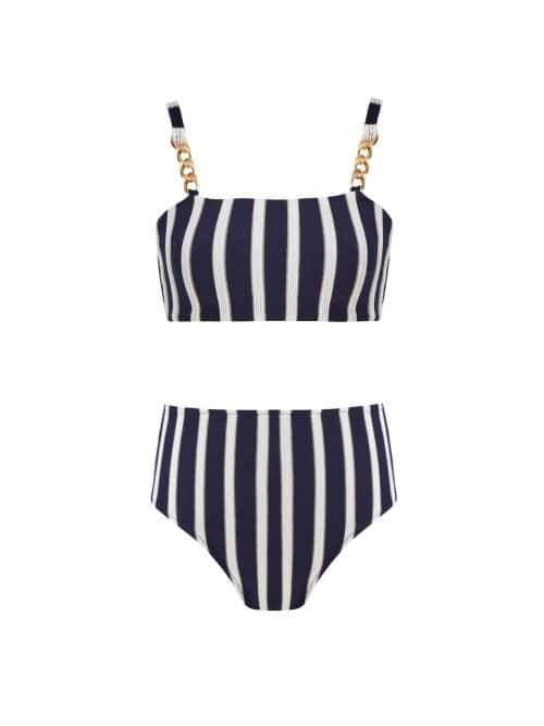 Maria Navy Stripe Kids Bikini With Gold Chain Straps
