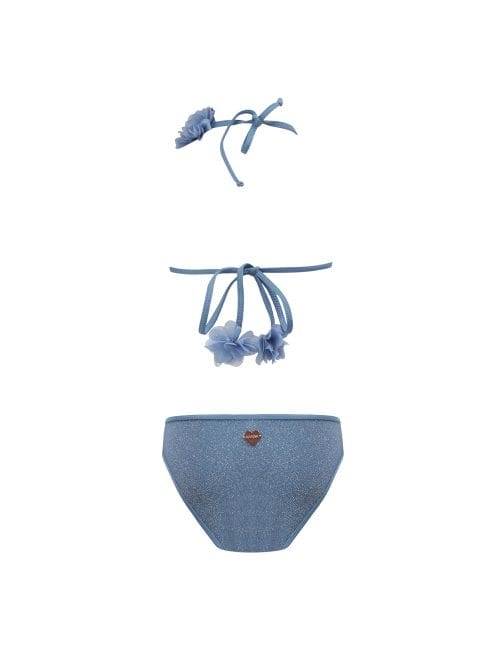 Alternative view of Lola Blue Kids Bikini With Chiffon Flowers Details